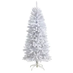 5’ Slim White Artificial Christmas Tree With 150 Warm White LED Lights And 491 Bendable Branches 10 5’ Slim White Artificial Christmas Tree With 150 Warm White LED Lights And 491 Bendable Branches -Cheap Artificial Trees Store artificial 5 slim white artificial christmas tree with 150 warm white led lights and 491 bendable branches nearly natural 221660
