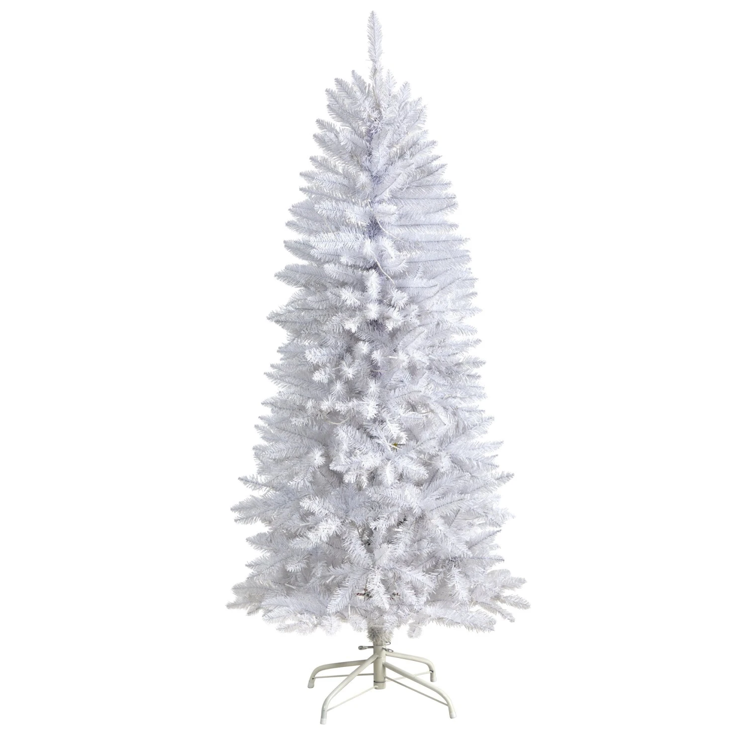 5’ Slim White Artificial Christmas Tree With 150 Warm White LED Lights And 491 Bendable Branches 3 5’ Slim White Artificial Christmas Tree With 150 Warm White LED Lights And 491 Bendable Branches - Image 3