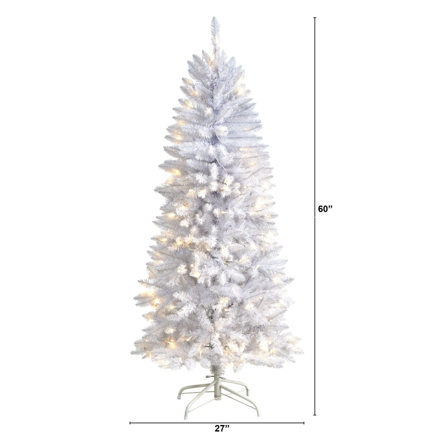 5’ Slim White Artificial Christmas Tree With 150 Warm White LED Lights And 491 Bendable Branches 2 5’ Slim White Artificial Christmas Tree With 150 Warm White LED Lights And 491 Bendable Branches - Image 2
