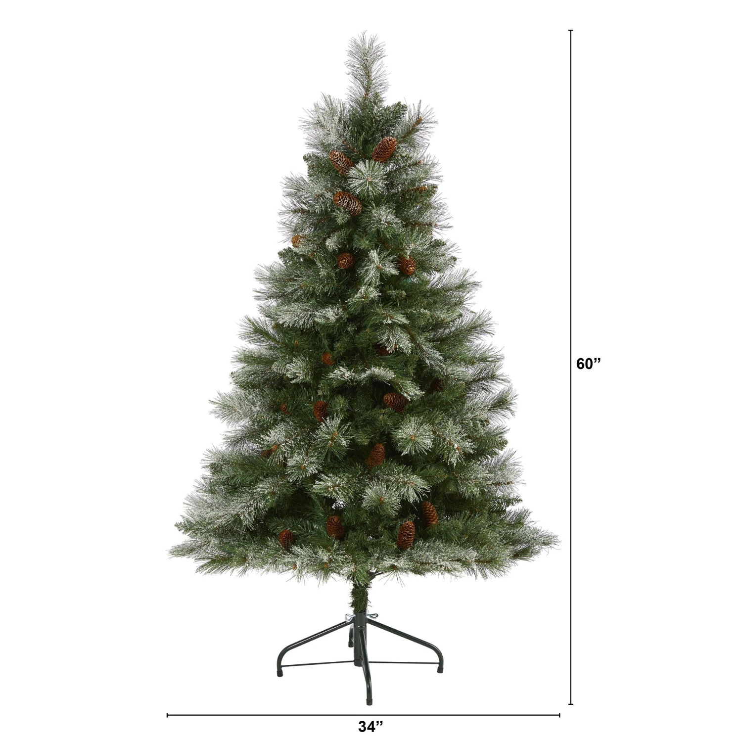 5’ Snowed French Alps Mountain Pine Artificial Christmas Tree With 387 Bendable Branches And Pine Cones 2 5’ Snowed French Alps Mountain Pine Artificial Christmas Tree With 387 Bendable Branches And Pine Cones - Image 2