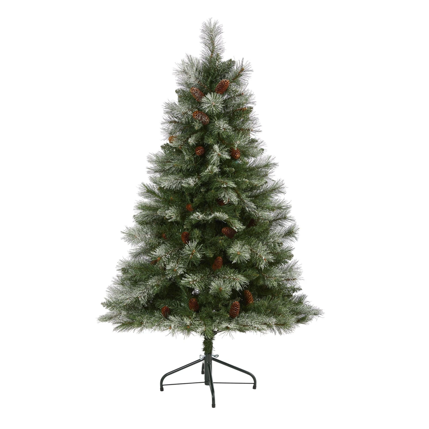 5’ Snowed French Alps Mountain Pine Artificial Christmas Tree With 387 Bendable Branches And Pine Cones 1 5’ Snowed French Alps Mountain Pine Artificial Christmas Tree With 387 Bendable Branches And Pine Cones