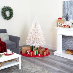 5' White Artificial Christmas Tree With 350 Bendable Branches And 150 Clear LED Lights -Cheap Artificial Trees Store artificial 5 white artificial christmas tree with 350 bendable branches and 150 clear led lights nearly natural 829945