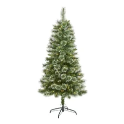 5’ Wisconsin Slim Snow Tip Pine Artificial Christmas Tree With 150 Clear LED Lights
