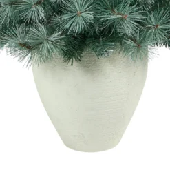 50” Frosted Tip British Columbia Mountain Pine Artificial Christmas Tree With 100 Clear Lights, Pine Cones And 228 Bendable Branches In White Planter -Cheap Artificial Trees Store artificial 50 frosted tip british columbia mountain pine artificial christmas tree with 100 clear lights pine cones and 228 bendable branches in white planter nearly natu 224447