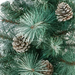 50” Frosted Tip British Columbia Mountain Pine Artificial Christmas Tree With 100 Clear Lights, Pine Cones And 228 Bendable Branches In White Planter -Cheap Artificial Trees Store artificial 50 frosted tip british columbia mountain pine artificial christmas tree with 100 clear lights pine cones and 228 bendable branches in white planter nearly natu 657743
