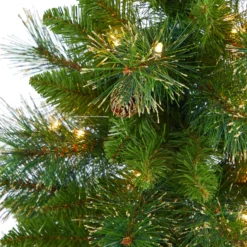 50” Golden Tip Washington Pine Artificial Christmas Tree With 100 Clear Lights, Pine Cones And 336 Bendable Branches In Black Metal Planter -Cheap Artificial Trees Store artificial 50 golden tip washington pine artificial christmas tree with 100 clear lights pine cones and 336 bendable branches in black metal planter nearly natural 378989