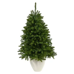 50” Sierra Spruce “Natural Look” Artificial Christmas Tree With 150 Clear LED Lights In White Planter -Cheap Artificial Trees Store artificial 50 sierra spruce natural look artificial christmas tree with 150 clear led lights in white planter nearly natural 594519