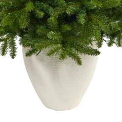 50” Sierra Spruce “Natural Look” Artificial Christmas Tree With 150 Clear LED Lights In White Planter -Cheap Artificial Trees Store artificial 50 sierra spruce natural look artificial christmas tree with 150 clear led lights in white planter nearly natural 810524