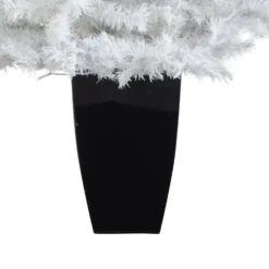 50” White Artificial Christmas Tree With 100 Clear LED Lights In Black Metal Planter -Cheap Artificial Trees Store artificial 50 white artificial christmas tree with 100 clear led lights in black metal planter nearly natural 225550