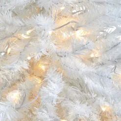 50” White Artificial Christmas Tree With 100 Clear LED Lights In Black Metal Planter -Cheap Artificial Trees Store artificial 50 white artificial christmas tree with 100 clear led lights in black metal planter nearly natural 575925