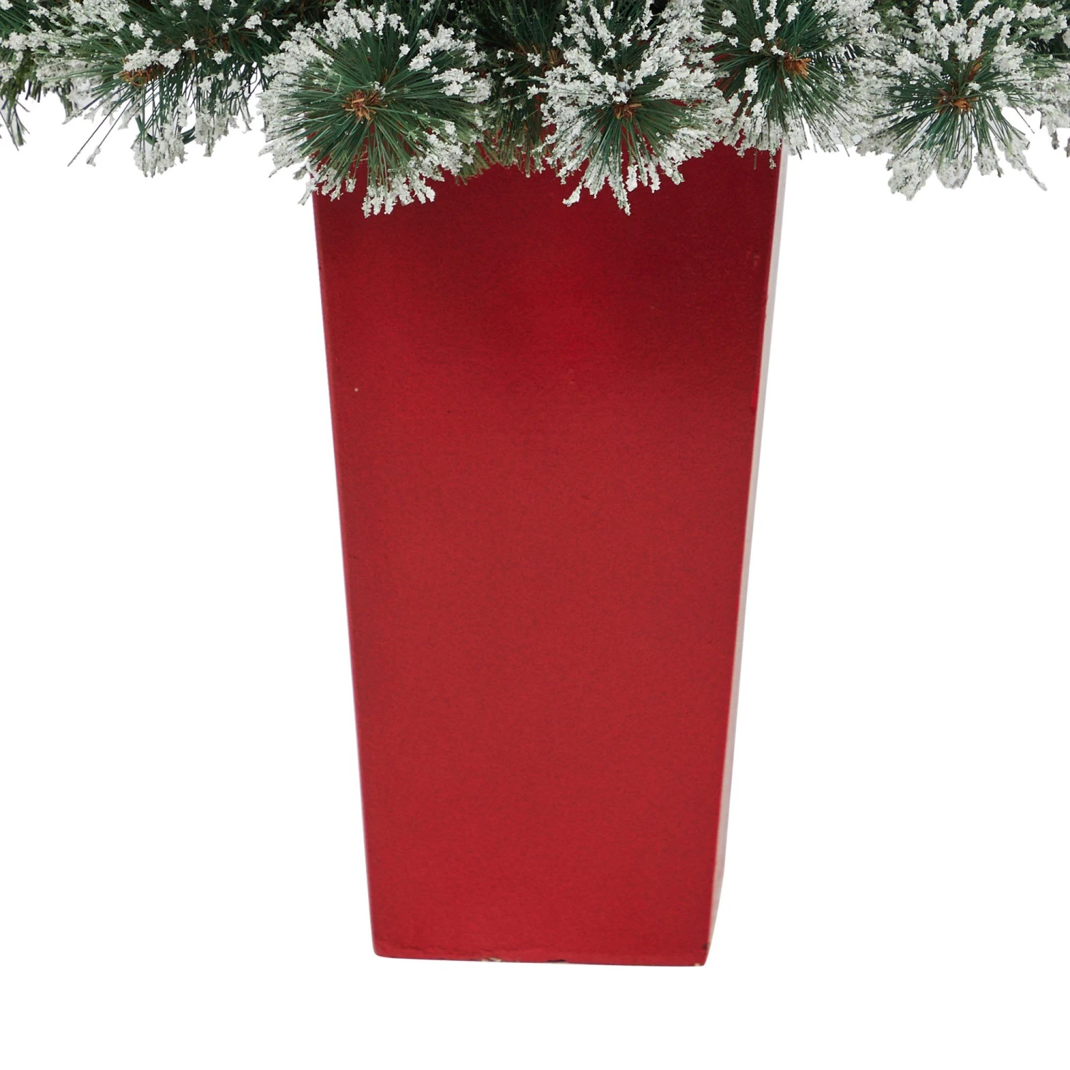 52” Frosted Swiss Pine Artificial Christmas Tree With 100 Clear LED Lights And Berries In Red Tower Planter 6 52” Frosted Swiss Pine Artificial Christmas Tree With 100 Clear LED Lights And Berries In Red Tower Planter - Image 6