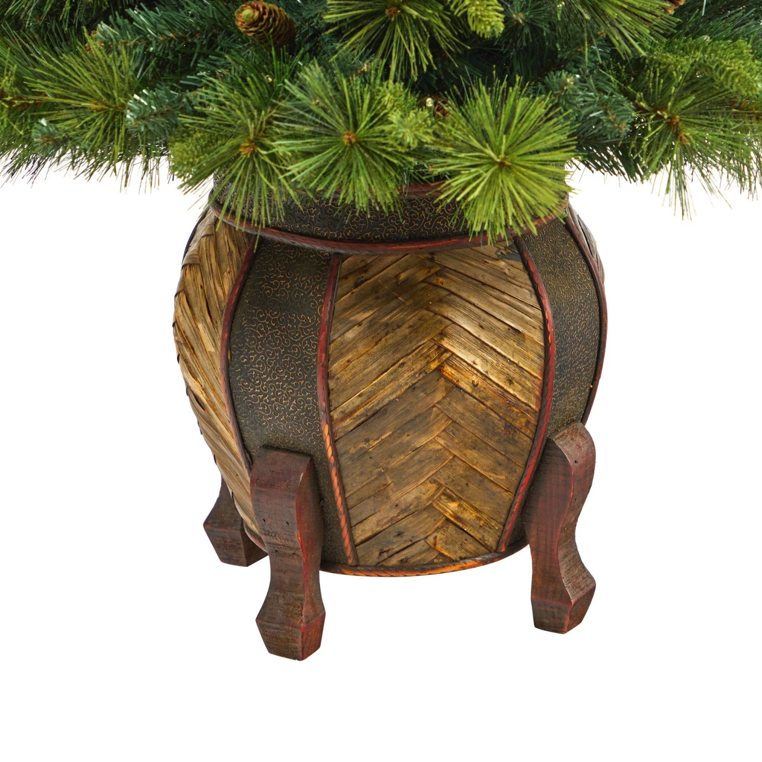 52” North Carolina Mixed Pine Artificial Christmas Tree With 130 Warm White LED Lights, 459 Bendable Branches And Pinecones In Decorative Planter 6 52” North Carolina Mixed Pine Artificial Christmas Tree With 130 Warm White LED Lights, 459 Bendable Branches And Pinecones In Decorative Planter - Image 6