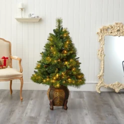 52” North Carolina Mixed Pine Artificial Christmas Tree With 130 Warm White LED Lights, 459 Bendable Branches And Pinecones In Decorative Planter 14 52” North Carolina Mixed Pine Artificial Christmas Tree With 130 Warm White LED Lights, 459 Bendable Branches And Pinecones In Decorative Planter -Cheap Artificial Trees Store artificial 52 north carolina mixed pine artificial christmas tree with 130 warm white led lights 459 bendable branches and pinecones in decorative planter nearly natural 792900