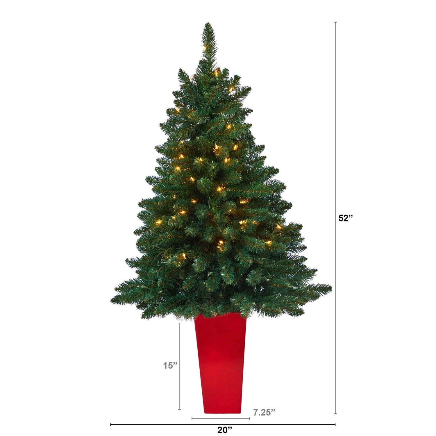 52” Northern Rocky Spruce Artificial Christmas Tree With 100 Clear Lights And 322 Bendable Branches In Tower Planter 6 52” Northern Rocky Spruce Artificial Christmas Tree With 100 Clear Lights And 322 Bendable Branches In Tower Planter - Image 6
