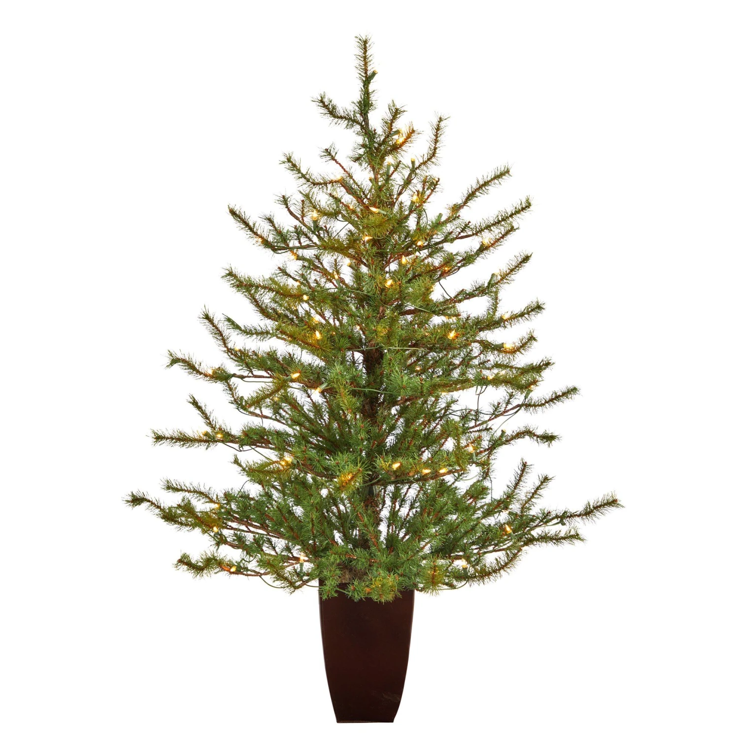 52” Vancouver Mountain Pine Artificial Christmas Tree With 100 Clear Lights And 374 Bendable Branches In Bronze Metal Planter 1 52” Vancouver Mountain Pine Artificial Christmas Tree With 100 Clear Lights And 374 Bendable Branches In Bronze Metal Planter