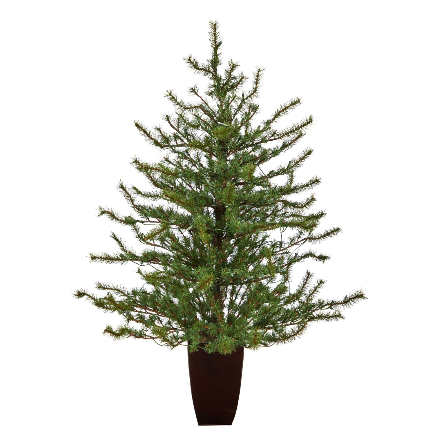 52” Vancouver Mountain Pine Artificial Christmas Tree With 100 Clear Lights And 374 Bendable Branches In Bronze Metal Planter 3 52” Vancouver Mountain Pine Artificial Christmas Tree With 100 Clear Lights And 374 Bendable Branches In Bronze Metal Planter - Image 3