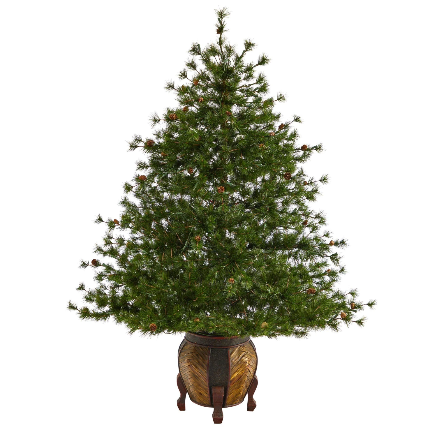 5.5’ Colorado Mountain Pine Artificial Christmas Tree With 250 Clear Lights, 669 Bendable Branches And Pine Cones In Decorative Planter 3 5.5’ Colorado Mountain Pine Artificial Christmas Tree With 250 Clear Lights, 669 Bendable Branches And Pine Cones In Decorative Planter - Image 3