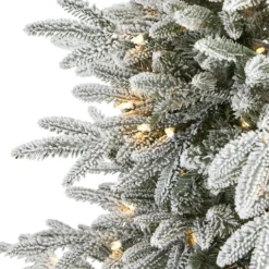 5.5’ Flocked Manchester Spruce Artificial Christmas Tree With 200 Lights And 560 Bendable Branches -Cheap Artificial Trees Store artificial 55 flocked manchester spruce artificial christmas tree with 200 lights and 560 bendable branches nearly natural 504898