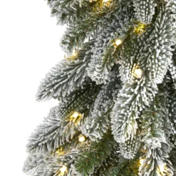 5.5’ Flocked Washington Alpine Artificial Christmas Tree -Cheap Artificial Trees Store artificial 55 flocked washington alpine christmas artificial tree with 150 white warm led lights and 377 bend nearly natural 352884
