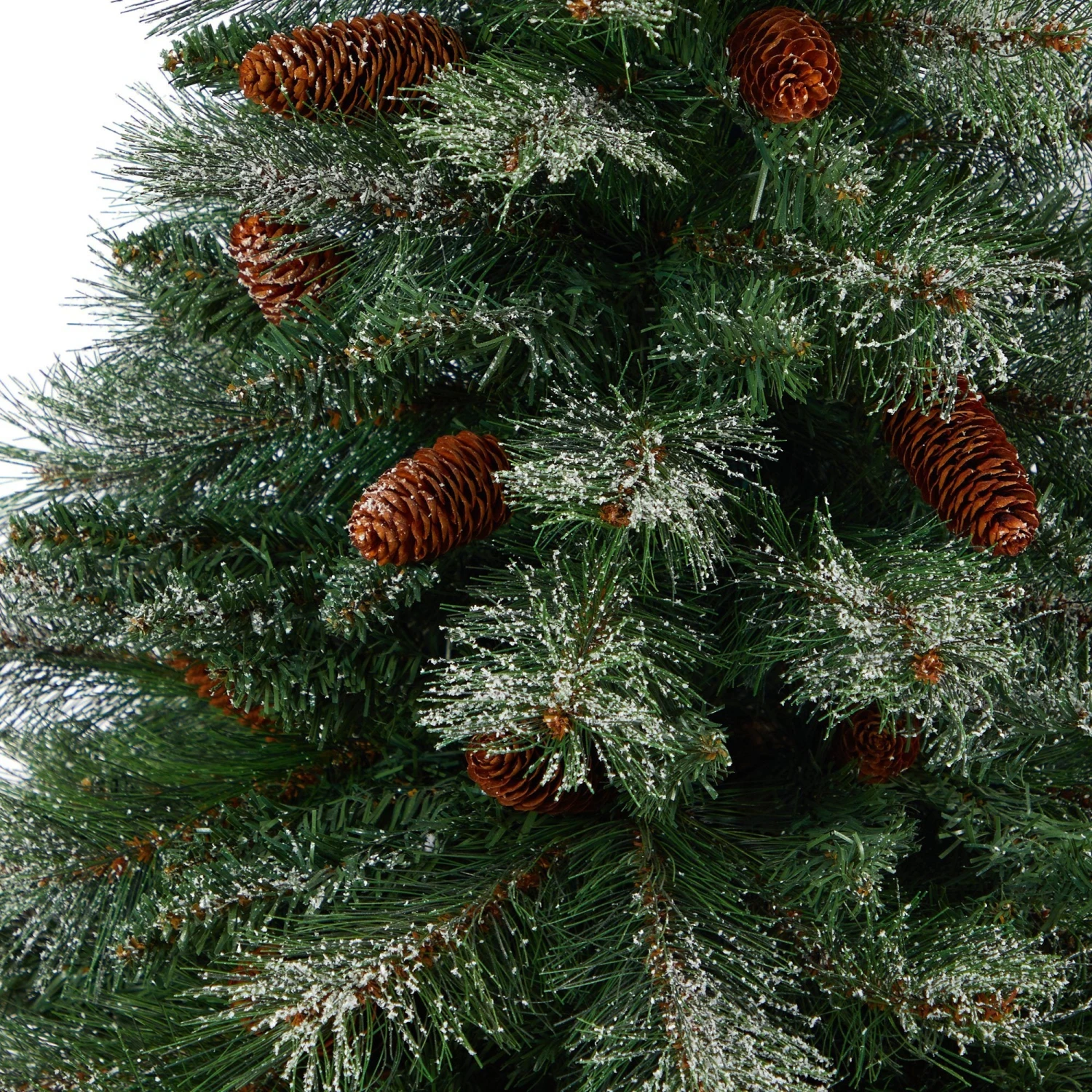 55” Snowed French Alps Mountain Pine Artificial Christmas Tree With 237 Bendable Branches And Pine Cones In Red Tower Planter 3 55” Snowed French Alps Mountain Pine Artificial Christmas Tree With 237 Bendable Branches And Pine Cones In Red Tower Planter - Image 3