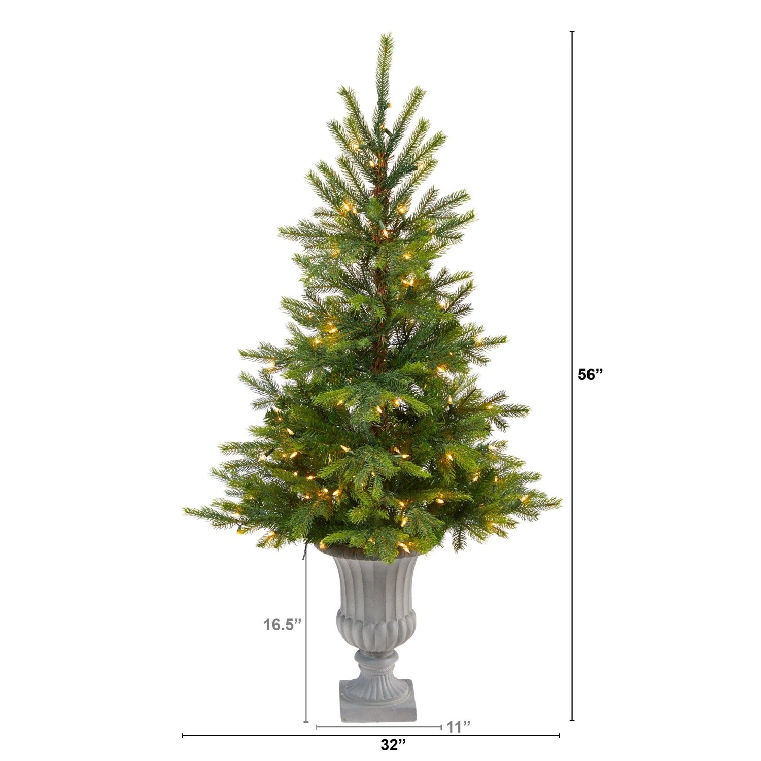 56” North Carolina Spruce Artificial Christmas Tree With 100 Clear Lights And 207 Bendable Branches In Decorative Urn 2 56” North Carolina Spruce Artificial Christmas Tree With 100 Clear Lights And 207 Bendable Branches In Decorative Urn - Image 2