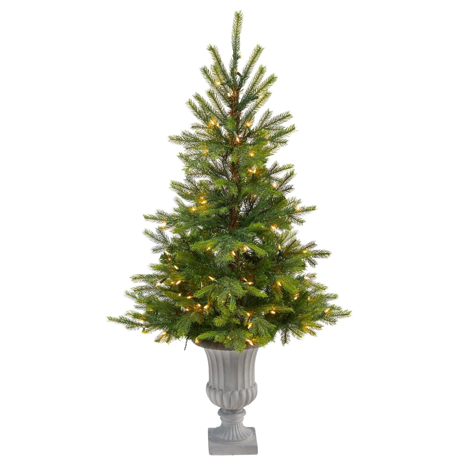 56” North Carolina Spruce Artificial Christmas Tree With 100 Clear Lights And 207 Bendable Branches In Decorative Urn 1 56” North Carolina Spruce Artificial Christmas Tree With 100 Clear Lights And 207 Bendable Branches In Decorative Urn