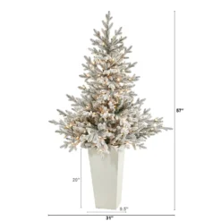 57” Flocked Fraser Fir Artificial Christmas Tree With 300 Warm White Lights And 967 Bendable Branches In Tower Planter 11 57” Flocked Fraser Fir Artificial Christmas Tree With 300 Warm White Lights And 967 Bendable Branches In Tower Planter -Cheap Artificial Trees Store artificial 57 flocked fraser fir artificial christmas tree with 300 warm white lights and 967 bendable branches in tower planter nearly natural 460499