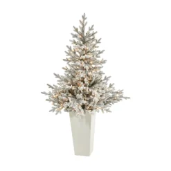 57” Flocked Fraser Fir Artificial Christmas Tree With 300 Warm White Lights And 967 Bendable Branches In Tower Planter 10 57” Flocked Fraser Fir Artificial Christmas Tree With 300 Warm White Lights And 967 Bendable Branches In Tower Planter -Cheap Artificial Trees Store artificial 57 flocked fraser fir artificial christmas tree with 300 warm white lights and 967 bendable branches in tower planter nearly natural 547279