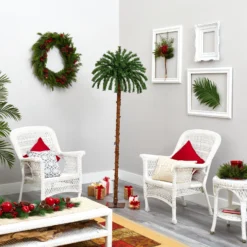 6’ Christmas Palm Artificial Tree With 200 Warm White LED Lights -Cheap Artificial Trees Store artificial 6 christmas palm artificial tree with 200 warm white led lights nearly natural 452548