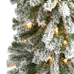 6’ Flocked Alpine Artificial Christmas Tree With 200 Lights And 580 Bendable Branches -Cheap Artificial Trees Store artificial 6 flocked alpine christmas artificial tree with 200 lights and 580 bendable branches nearly natural 671209