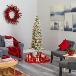 6’ Flocked Alpine Artificial Christmas Tree With 200 Lights And 580 Bendable Branches -Cheap Artificial Trees Store artificial 6 flocked alpine christmas artificial tree with 200 lights and 580 bendable branches nearly natural 949938