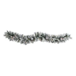 Cheap Artificial Trees Store 32 6’ Flocked Artificial Christmas Garland With Pine Cones And 35 Warm White LED Lights