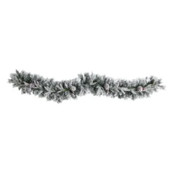 6’ Flocked Artificial Christmas Garland With Pine Cones And 35 Warm White LED Lights -Cheap Artificial Trees Store artificial 6 flocked artificial christmas garland with pine cones and 35 warm white led lights nearly natural 505778