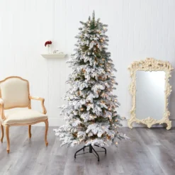 6’ Flocked North Carolina Fir Artificial Christmas Tree With 450 Warm White Lights And 1560 Bendable Branches -Cheap Artificial Trees Store artificial 6 flocked north carolina fir artificial christmas tree with 450 warm white lights and 1560 bendable branches nearly natural 435926