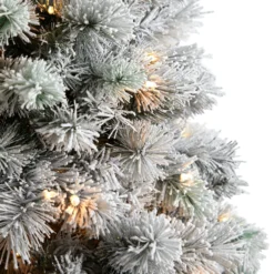 6’ Flocked Oregon Pine Artificial Christmas Tree With 300 Clear Lights And 551 Bendable Branches -Cheap Artificial Trees Store artificial 6 flocked oregon pine artificial christmas tree with 300 clear lights and 551 bendable branches nearly natural 425958