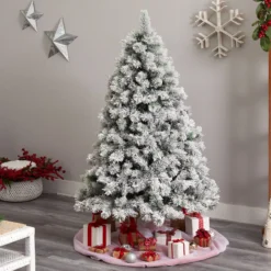 6’ Flocked Oregon Pine Artificial Christmas Tree With 300 Clear Lights And 551 Bendable Branches -Cheap Artificial Trees Store artificial 6 flocked oregon pine artificial christmas tree with 300 clear lights and 551 bendable branches nearly natural 692642