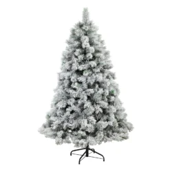 6’ Flocked Oregon Pine Artificial Christmas Tree With 300 Clear Lights And 551 Bendable Branches -Cheap Artificial Trees Store artificial 6 flocked oregon pine artificial christmas tree with 300 clear lights and 551 bendable branches nearly natural 810648