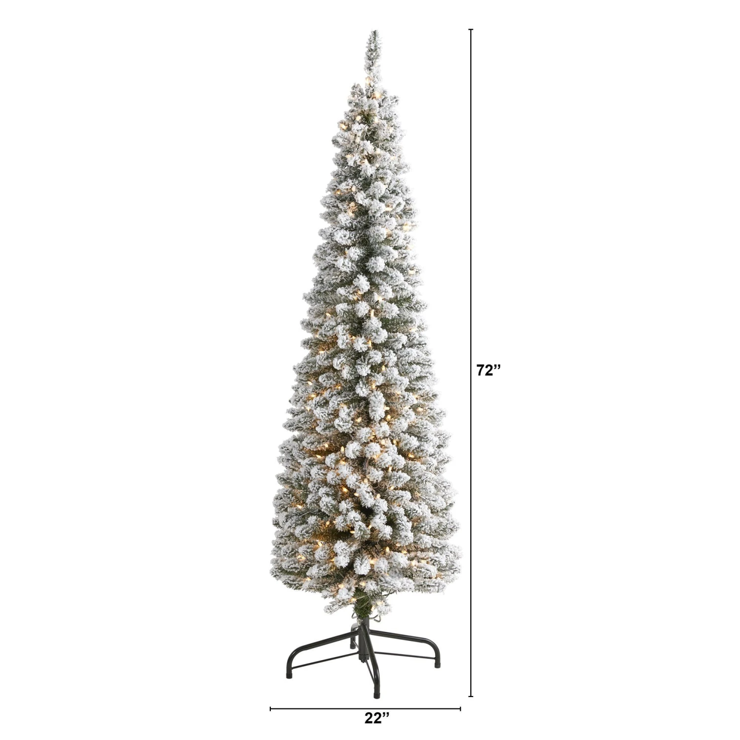 6’ Flocked Pencil Artificial Christmas Tree With 300 Clear Lights And 438 Bendable Branches 2 6’ Flocked Pencil Artificial Christmas Tree With 300 Clear Lights And 438 Bendable Branches - Image 2