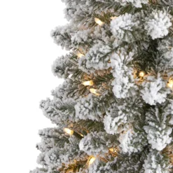 6’ Flocked Pencil Artificial Christmas Tree With 300 Clear Lights And 438 Bendable Branches 9 6’ Flocked Pencil Artificial Christmas Tree With 300 Clear Lights And 438 Bendable Branches -Cheap Artificial Trees Store artificial 6 flocked pencil artificial christmas tree with 300 clear lights and 438 bendable branches nearly natural 557629