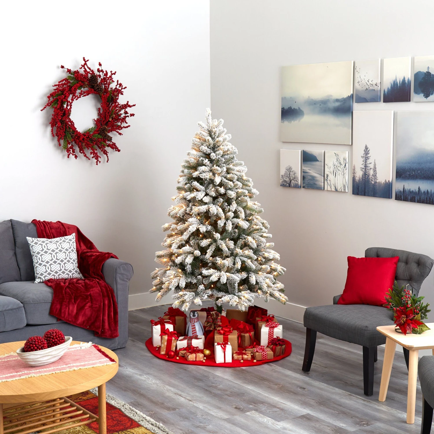 6’ Flocked South Carolina Spruce Artificial Christmas Tree With 450 Clear Lights And 925 Bendable Branches 6 6’ Flocked South Carolina Spruce Artificial Christmas Tree With 450 Clear Lights And 925 Bendable Branches - Image 6