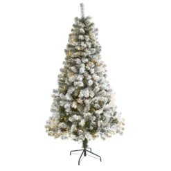6' Flocked West Virginia Fir Artificial Christmas Tree With 250 Clear LED Lights