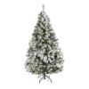 6' Flocked White River Mountain Pine Artificial Christmas Tree With Pinecones And 250 Clear LED Lights