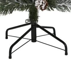 6' Flocked White River Mountain Pine Artificial Christmas Tree With Pinecones And 250 Clear LED Lights -Cheap Artificial Trees Store artificial 6 flocked white river mountain pine artificial christmas tree with pinecones and 250 clear led ligh nearly natural 953031