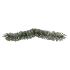 6' Frosted Artificial Christmas Garland With Pinecones And 50 Warm White LED Lights