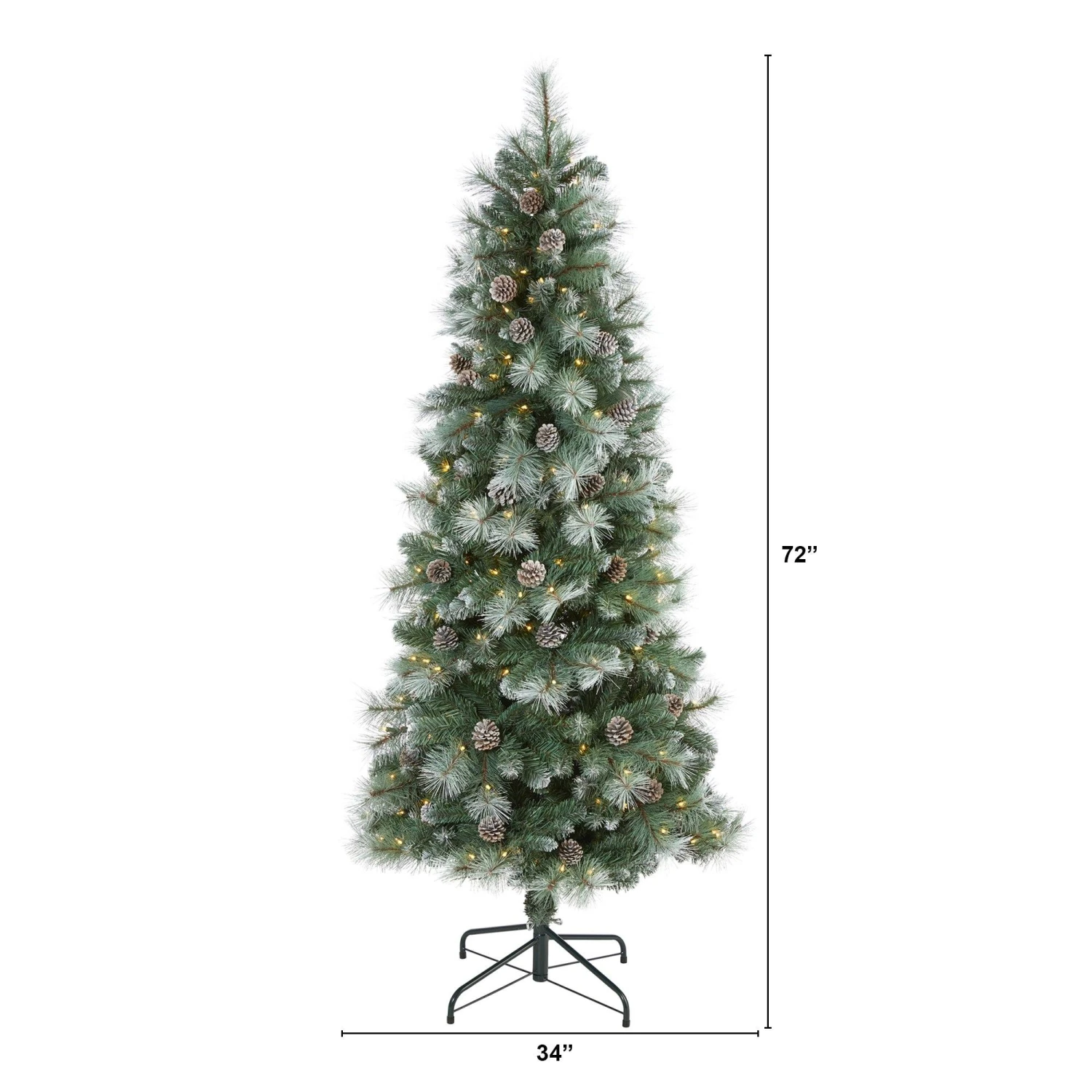 6’ Frosted Tip British Columbia Mountain Pine Artificial Christmas Tree With 250 Clear Lights, Pine Cones And 588 Bendable Branches 2 6’ Frosted Tip British Columbia Mountain Pine Artificial Christmas Tree With 250 Clear Lights, Pine Cones And 588 Bendable Branches - Image 2