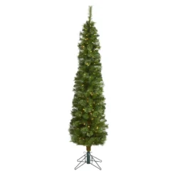 6' Green Pencil Artificial Christmas Tree With 150 Clear (Multifunction) LED Lights And 264 Bendable Branches