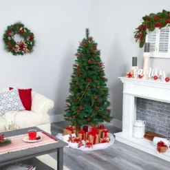 6’ Mixed Pine Artificial Christmas Tree With 250 Clear LED Lights, Pine Cones And Berries 11 6’ Mixed Pine Artificial Christmas Tree With 250 Clear LED Lights, Pine Cones And Berries -Cheap Artificial Trees Store artificial 6 mixed pine artificial christmas tree with 250 clear led lights pine cones and berries nearly natural 881164