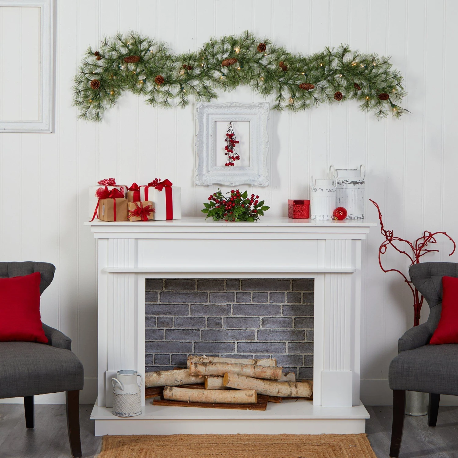 6' North Carolina Pine Artificial Christmas Garland With 30 Warm White LED Lights And Pinecones 6 6' North Carolina Pine Artificial Christmas Garland With 30 Warm White LED Lights And Pinecones - Image 6