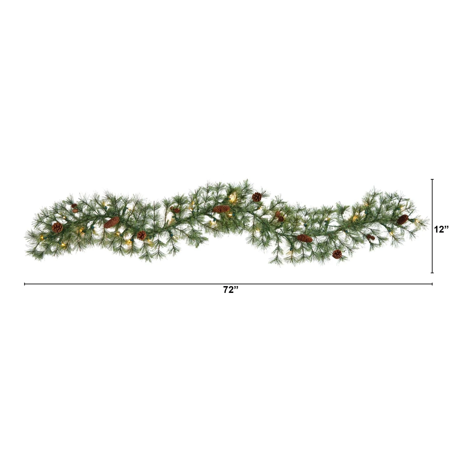 6' North Carolina Pine Artificial Christmas Garland With 30 Warm White LED Lights And Pinecones 2 6' North Carolina Pine Artificial Christmas Garland With 30 Warm White LED Lights And Pinecones - Image 2