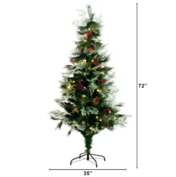 6' Pre-Lit Fiber Optic Artificial Pinecone & Berries Christmas Tree With64 Warm White LED Lights -Cheap Artificial Trees Store artificial 6 pre lit fiber optic artificial pinecone berries christmas tree with 64 warm white led lights nearly natural 300407